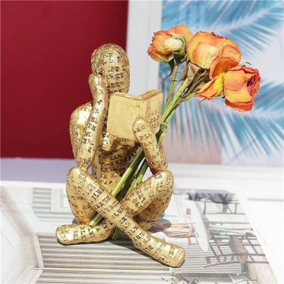 New With Tag Gold Reading Women Decor Statue Home Decoration Aesthetic Sculpture - Picture 5 of 6